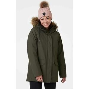 Helly Hansen green Faux Fur Trim hood insulated parka Coat